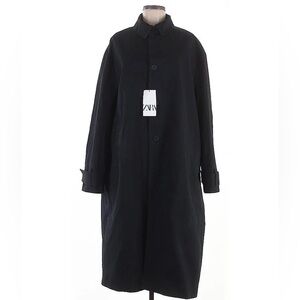 Zara Black Trench Coat with Minimalist Design Large / L